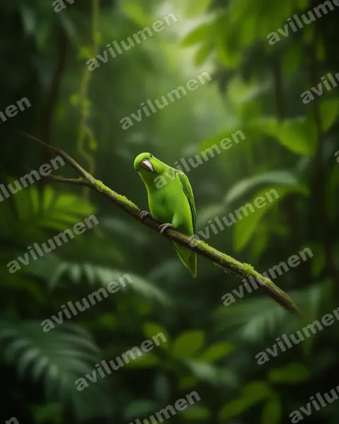 Realistic illustration: Forpus cyanopygius (Mexican Parrotlet)
