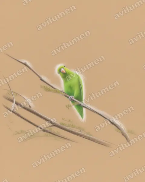 Colored pencil illustration: Forpus cyanopygius (Mexican Parrotlet)