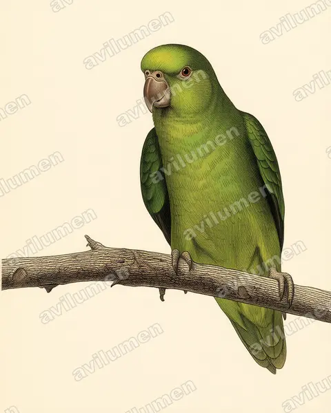 Dusky-billed Parrotlet（Forpus modestus）的古典图版插画