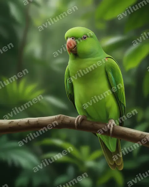 Dusky-billed Parrotlet（Forpus modestus）的写实插画