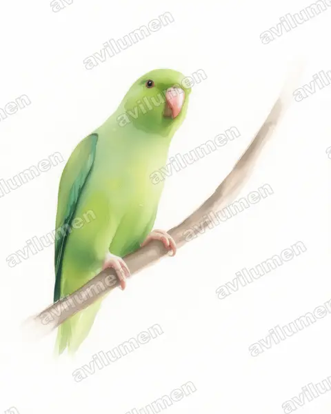 Watercolor illustration: Forpus passerinus (Green-rumped Parrotlet)