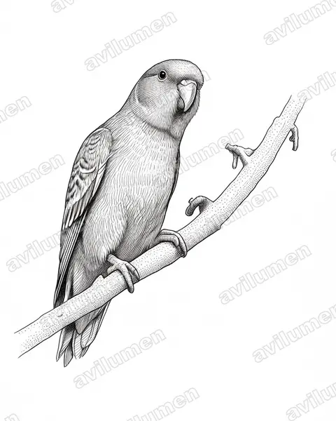 Ink illustration: Forpus passerinus (Green-rumped Parrotlet)