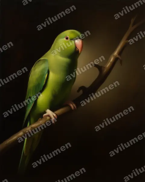 Oil illustration: Forpus passerinus (Green-rumped Parrotlet)
