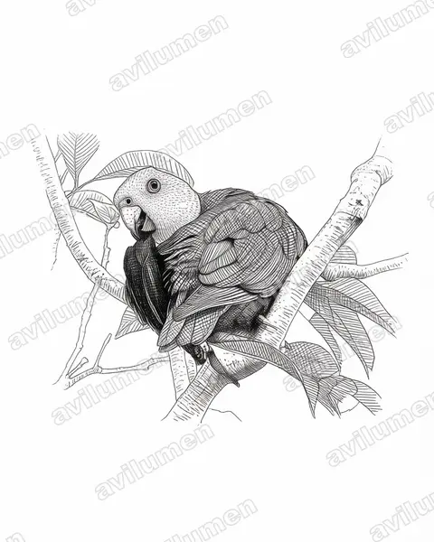 Illustration Encre : Geoffroyus geoffroyi (Perruche de Geoffroy)