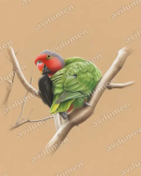 Illustration Crayon de couleur : Geoffroyus geoffroyi (Perruche de Geoffroy)