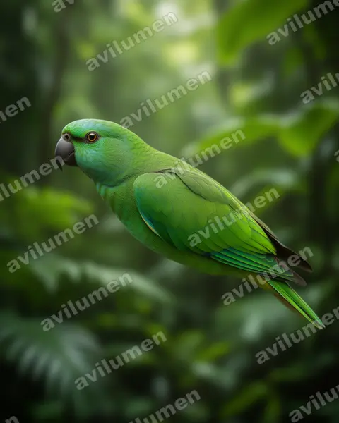 蓝领鹦鹉（Geoffroyus simplex）的写实插画
