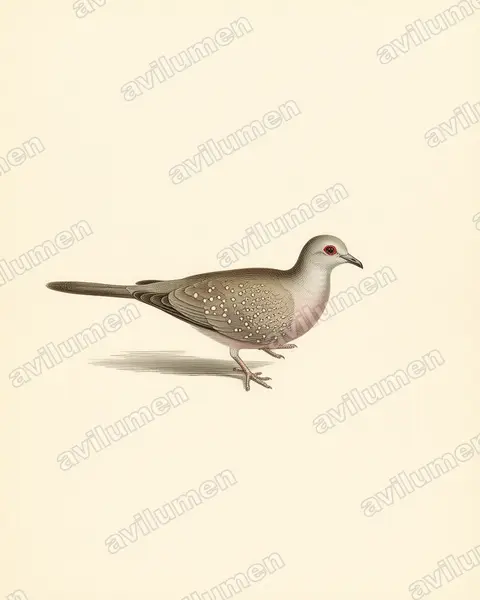 Illustration im Stil Historische Tafel: Diamanttäubchen (Geopelia cuneata)