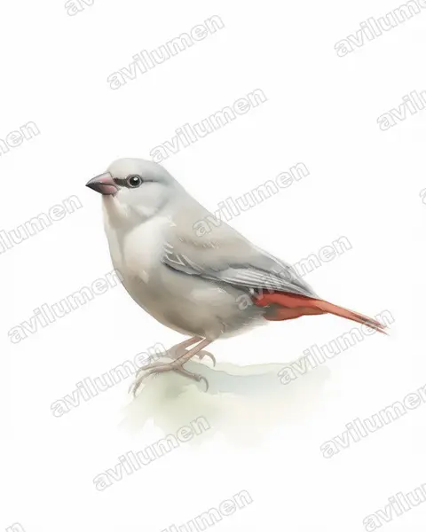 Illustration Aquarelle : Glaucestrilda caerulescens (Astrild queue-de-vinaigre)