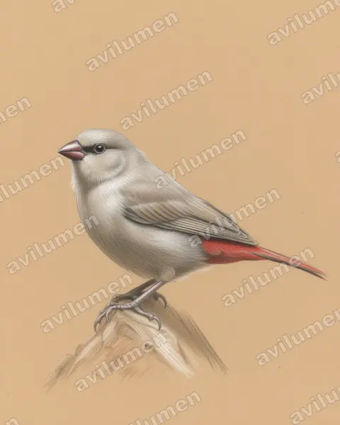 Illustration Crayon de couleur : Glaucestrilda caerulescens (Astrild queue-de-vinaigre)