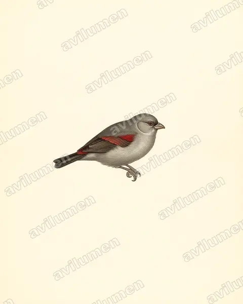 Ilustración en Lámina antigua: Glaucestrilda perreini (Estrilda perreini)