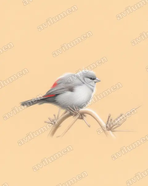 Ilustración en Lápiz de color: Glaucestrilda perreini (Estrilda perreini)