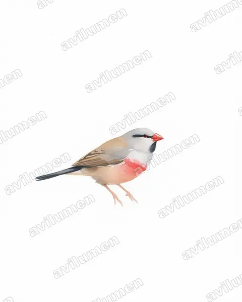 Ilustración en Acuarela: Glaucestrilda thomensis (Estrilda thomensis)
