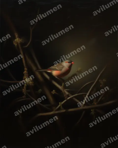 Ilustración en Óleo: Glaucestrilda thomensis (Estrilda thomensis)