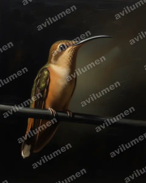 Illustration im Stil Öl: Kupferschattenkolibri (Glaucis aeneus)