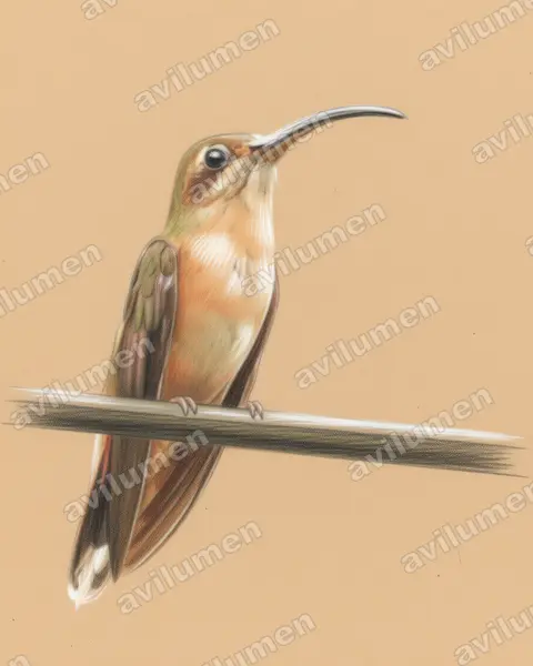 Illustration im Stil Buntstift: Kupferschattenkolibri (Glaucis aeneus)