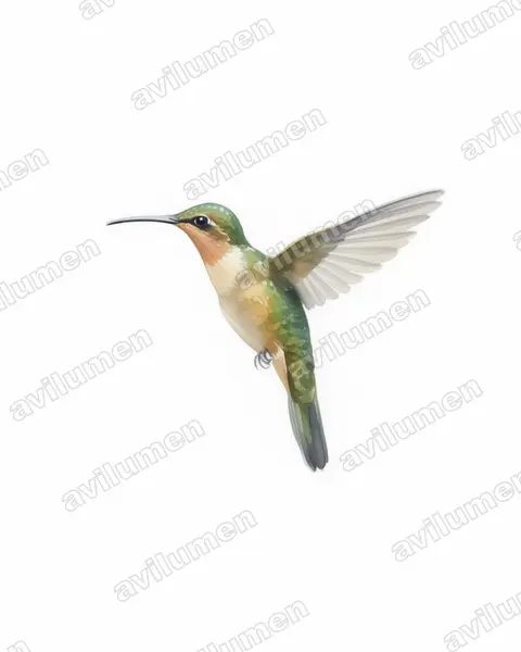 Illustration im Stil Aquarell: Bronzeschwanz-Schattenkolibri (Glaucis dohrnii)