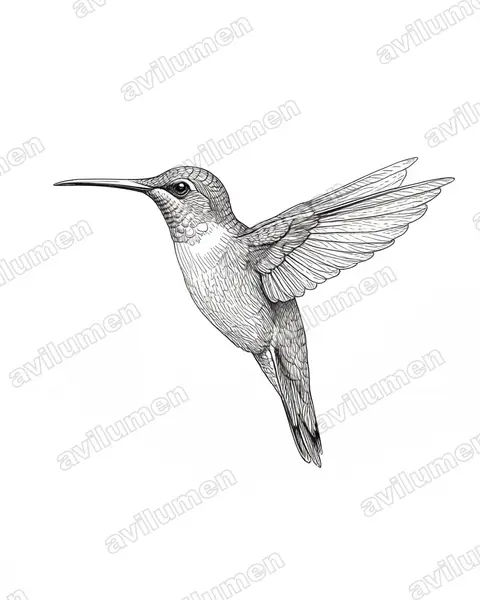 Illustration im Stil Tusche: Bronzeschwanz-Schattenkolibri (Glaucis dohrnii)
