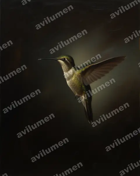 Illustration im Stil Öl: Bronzeschwanz-Schattenkolibri (Glaucis dohrnii)