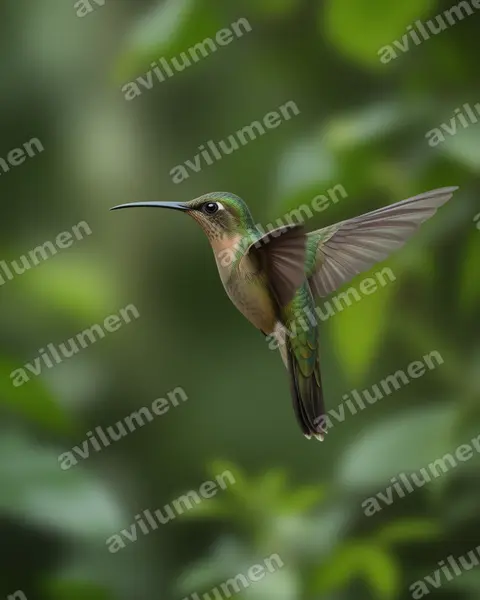Illustration im Stil Realistisch: Bronzeschwanz-Schattenkolibri (Glaucis dohrnii)
