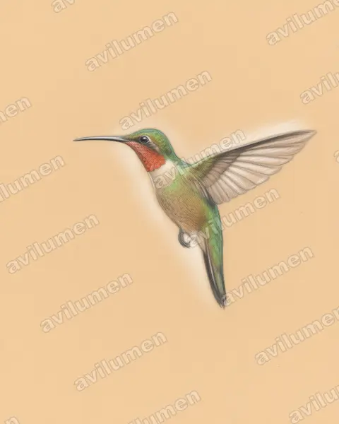 Illustration im Stil Buntstift: Bronzeschwanz-Schattenkolibri (Glaucis dohrnii)
