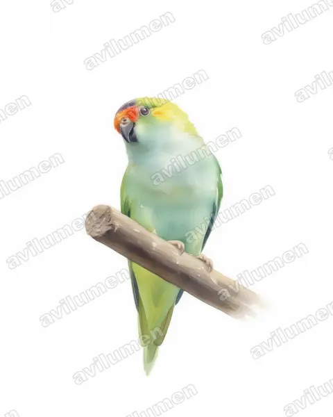 Illustration Aquarelle : Glossopsitta porphyrocephala (Lori à couronne pourpre)