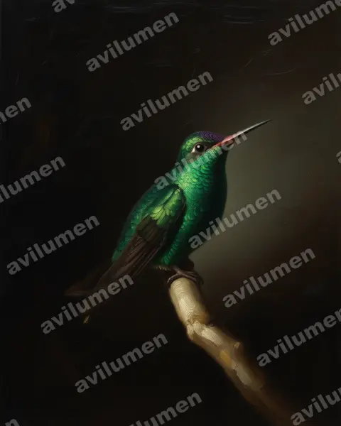 Illustration im Stil Öl: Violettkappenkolibri (Goldmania violiceps)