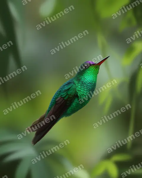Illustration im Stil Realistisch: Violettkappenkolibri (Goldmania violiceps)