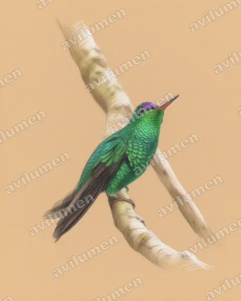 Illustration im Stil Buntstift: Violettkappenkolibri (Goldmania violiceps)