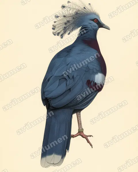 Ilustración en Lámina antigua: Goura victoria (Gura victoria)