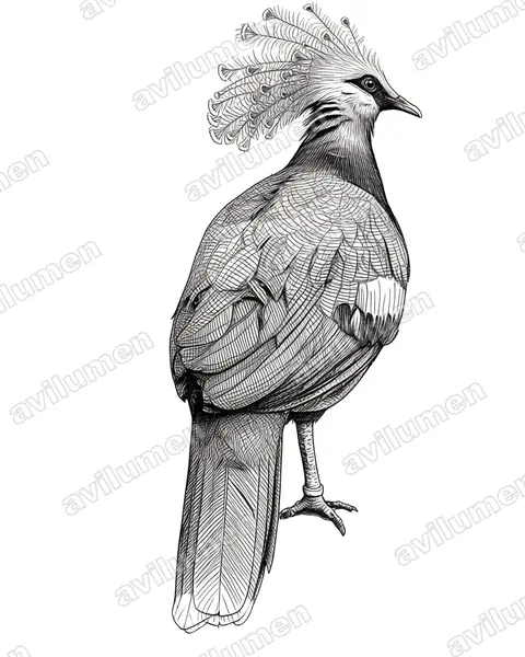 Ilustración en Tinta: Goura victoria (Gura victoria)