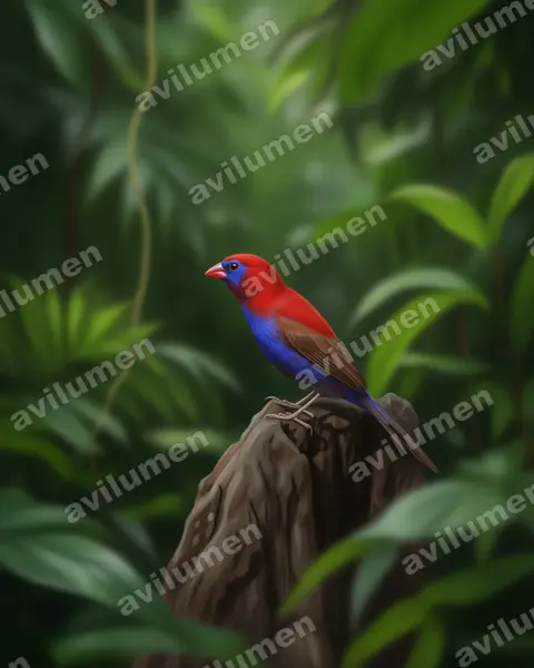 Ilustración en Realista: Granatina granatina (Uraeginthus granatinus)