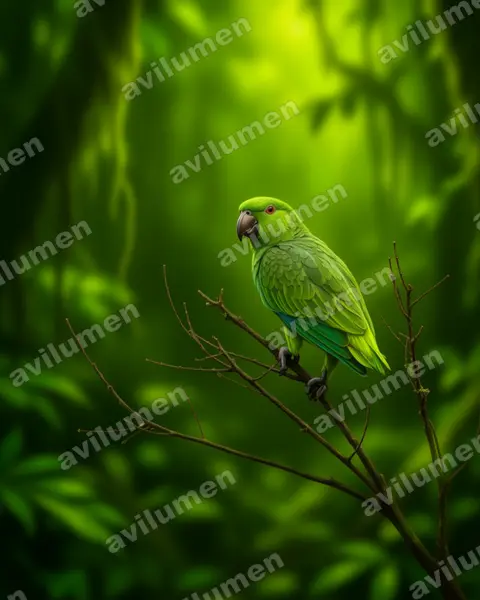 短尾鸚哥（Graydidascalus brachyurus）的写实插画