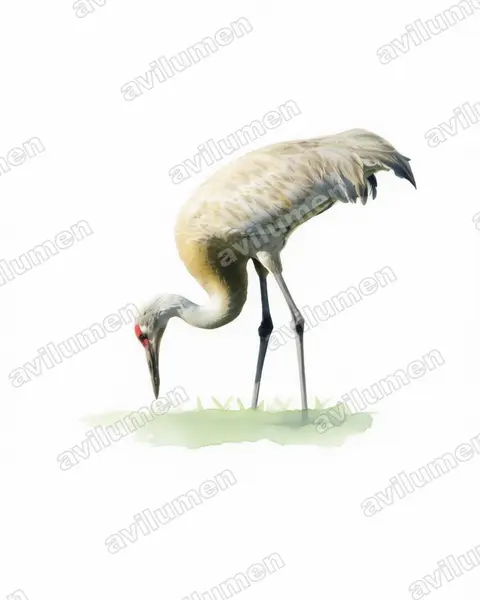 Illustration im Stil Aquarell: Kanadakranich (Grus canadensis)