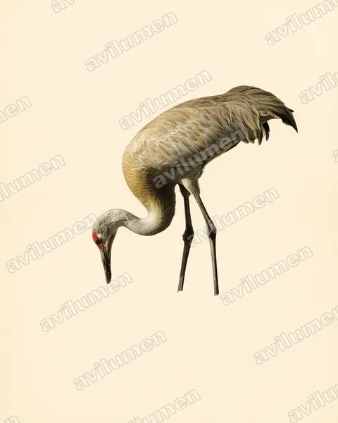 Illustration im Stil Historische Tafel: Kanadakranich (Grus canadensis)