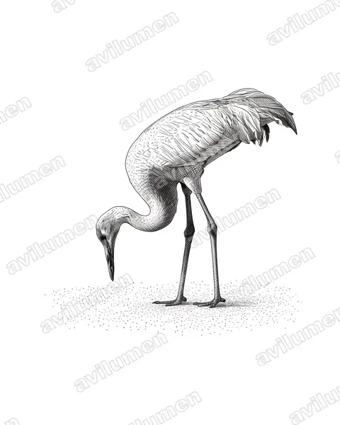 Illustration im Stil Tusche: Kanadakranich (Grus canadensis)