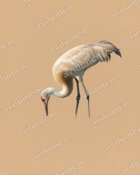 Illustration im Stil Buntstift: Kanadakranich (Grus canadensis)
