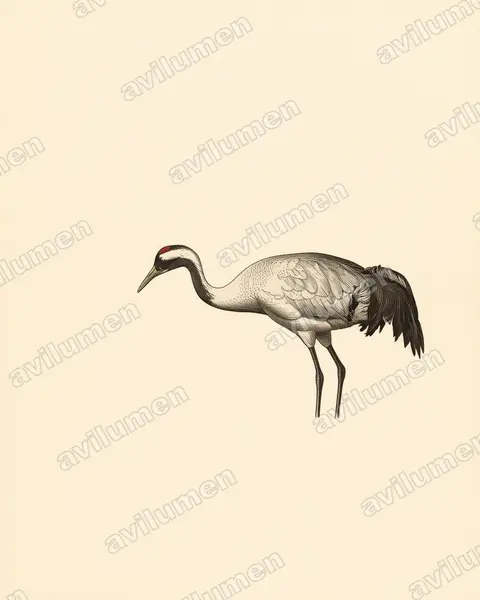 Illustration im Stil Historische Tafel: Kranich (Grus grus)