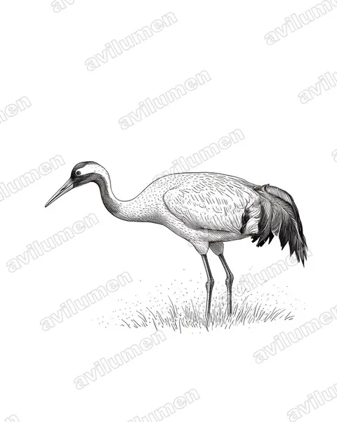 Illustration im Stil Tusche: Kranich (Grus grus)