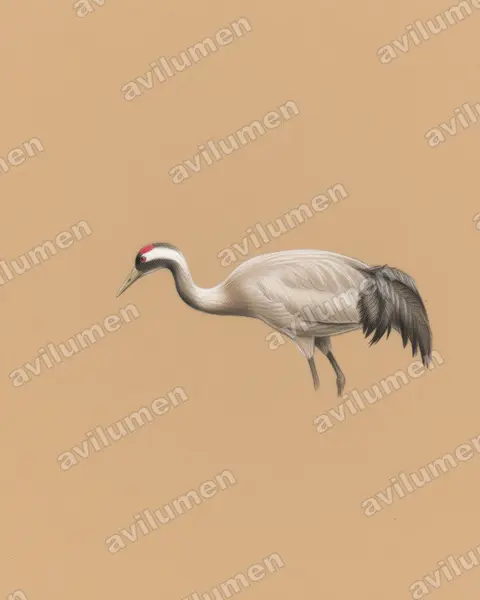 Illustration im Stil Buntstift: Kranich (Grus grus)