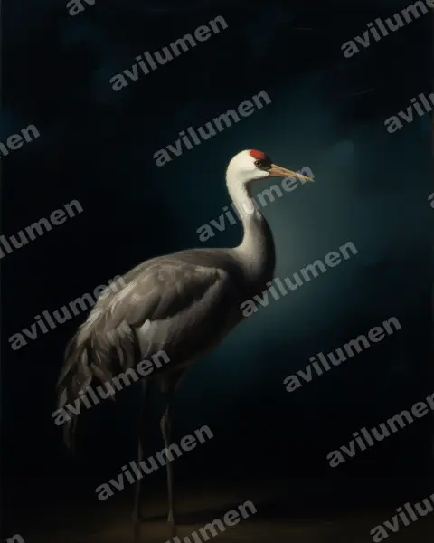 Illustration im Stil Öl: Mönchskranich (Grus monacha)