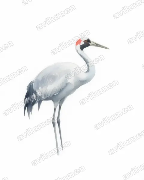 Watercolor illustration: Grus rubicunda (Brolga)