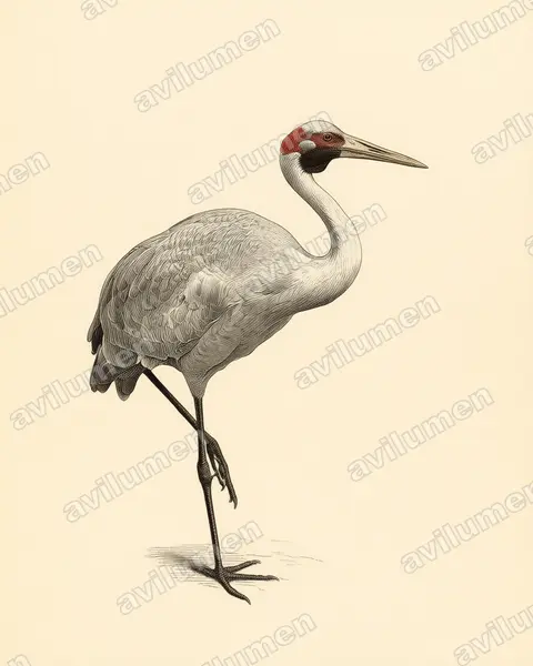 Vintage plate illustration: Grus rubicunda (Brolga)