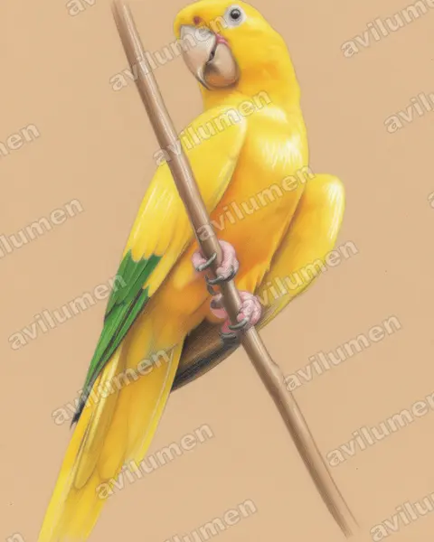 Illustration im Stil Buntstift: Goldsittich (Guaruba guarouba)