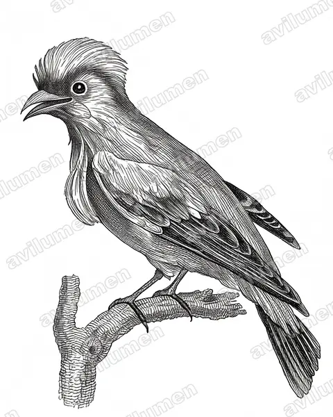 Ilustración en Tinta: Haematoderus militaris (Pájaro-militar​)