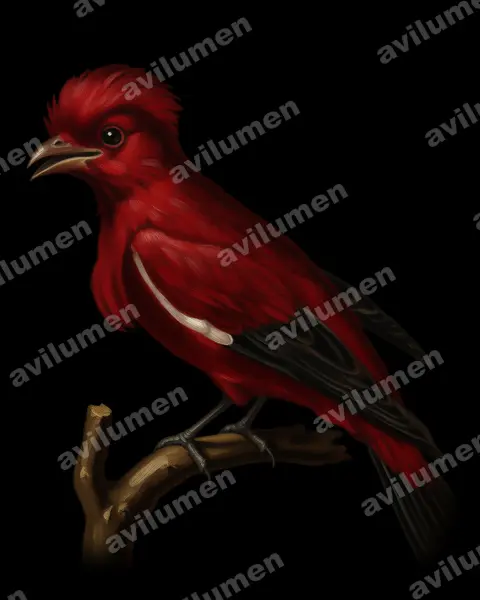 Ilustración en Óleo: Haematoderus militaris (Pájaro-militar​)