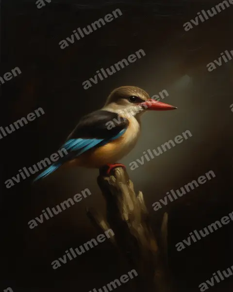 Oil illustration: Halcyon albiventris (Brown-hooded Kingfisher)