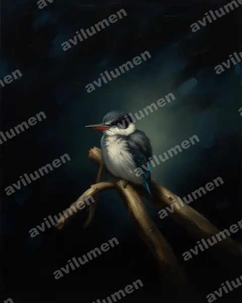 Oil illustration: Halcyon chelicuti (Striped Kingfisher)