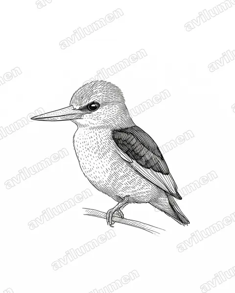 Illustration im Stil Tusche: Graukopfliest (Halcyon leucocephala)