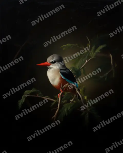 Illustration im Stil Öl: Graukopfliest (Halcyon leucocephala)