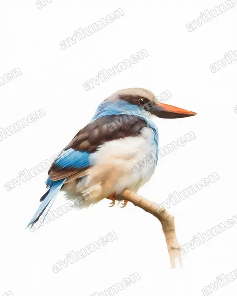 Blue-breasted Kingfisher（Halcyon malimbica）的水彩插画